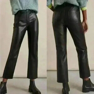 Avec Les Files NwT Anthropologie Leg Faux Leather Pant Black Size M
